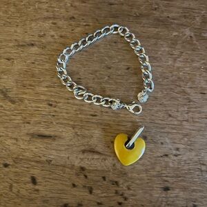 Pilgrim CHARM recycled curb chain bracelet with CHARM recycled heart pendant